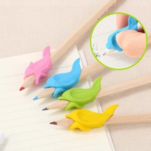 5Pcs Silicone Dolphin Fish Hold Drawing Pencil Childrens Creativity Kids Students Pencil Writing Drawing Protect Finger Toys