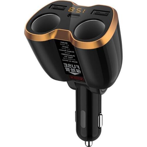 USB Car Charger Cigarette Lighter Splitter Adapter 2 Socket Type C 4.8A Multi Power Outlet Car Accessories