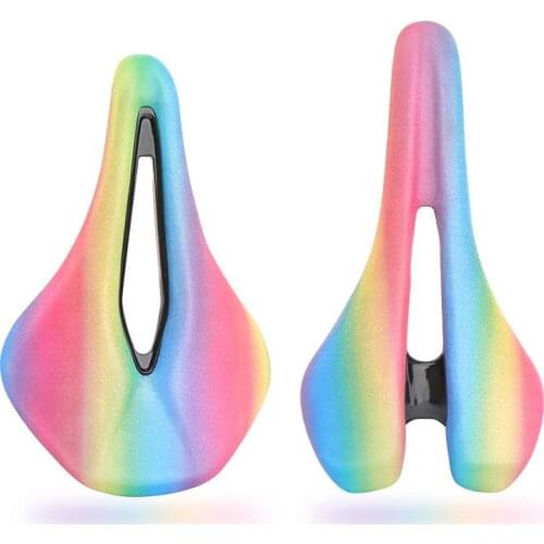 Bike Saddle Hollow Comfortable Breathable Rainbow Seat Cushion Folding Bike Colorful Saddle Road Bike Seat Mtb Saddle
