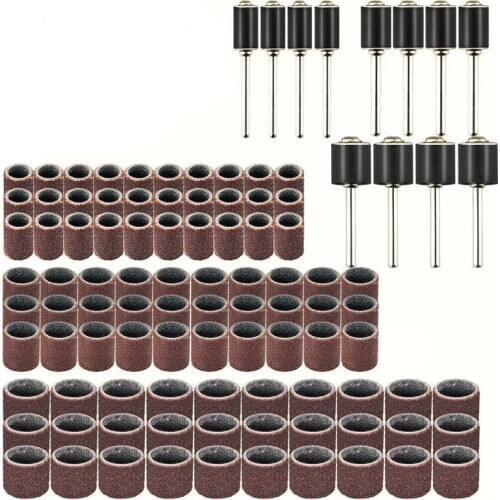 Drum Sander Set Including 90Pcs Sanding Band Sleeves,12Pcs Drum Mandrels for Rotary Drll Tool (102pack)