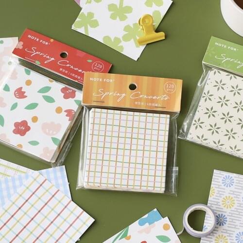 120pcs/1pcs Adorable Illustration Fresh Style Decorative Material Notepad Cute Memo Pad Kawaii Writing Pads Cute Stationery