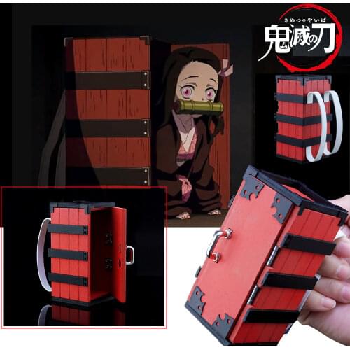 Demon Slayer: Kimetsu No Yaiba Kamado Tanjirou Kamado Nezuko Box Keychain Wooden Figure Wooden Box Model Pendant Keychains
