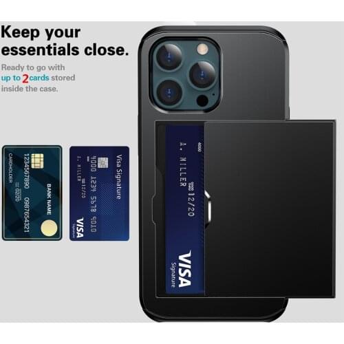 Case For iPhone 13 Pro Max 13Max 13mini Protective Credit Card Holder ID Slot Case For iPhone 13Pro Max Cover Coque Funda Bumper