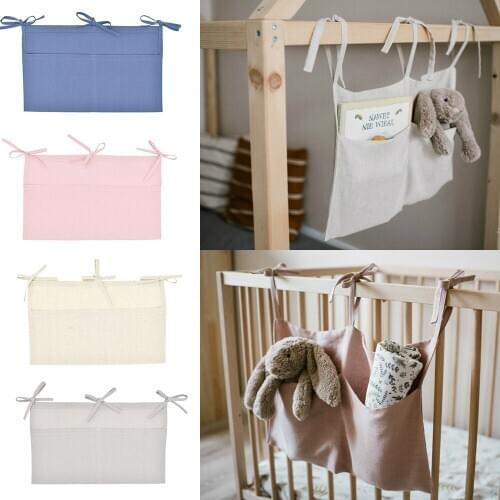 Baby Bedside Storage Bag Pockets For Newborn Baby Bumper Cot Bed Hanging Bag Crib Organizer Toy Diaper Bedding Bumper 50x30cm