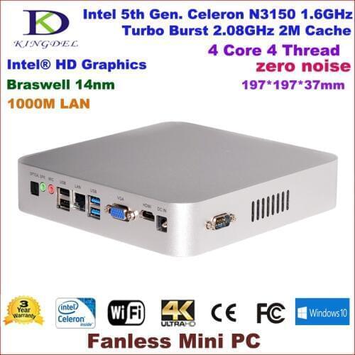 DHL Free 14nm Mini PC Intel 5th Gen. Celeron N3150,Quad Core,Business Compute,Home PC,HDMI,VGA,Optical,COM RS232,Windows 10 PC
