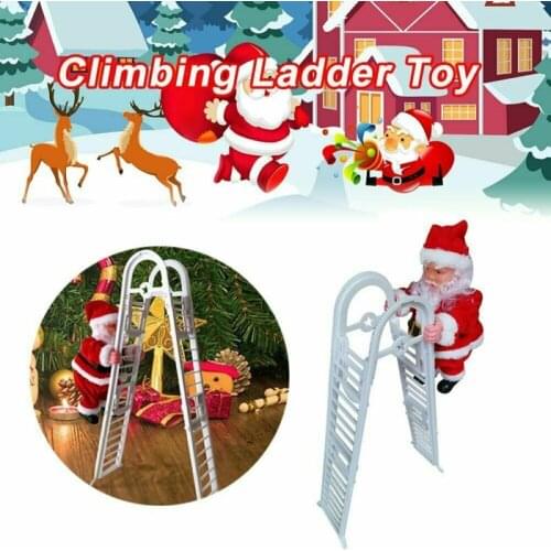 Electric Santa Claus Climbing Ladder Doll Music Creative Xmas Decor Kid Toy Gift