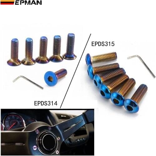 Epman 6Pcs Burnt Titanium (Neochrome) m5 Steering Wheel Bolt Screw Kit Fit steering wheel Works Bell Boss Kit EPDS314 EPDS315