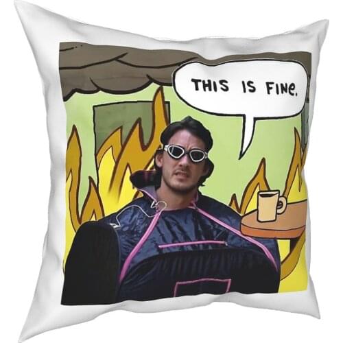 This Is Fine Funny Meme Square Pillow Case Decorative Pillow Unus Annus Markiplier Ethannestor Custom Pillowcover Home Decor