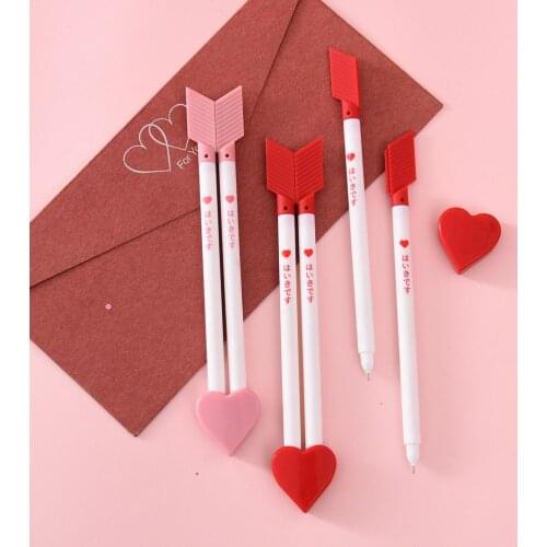 24 pcs/lot Love Arrow Gel Pens Creative 0.5 mm Black Ink Neutral Pens School writing Supplies Stationery Promotional gift