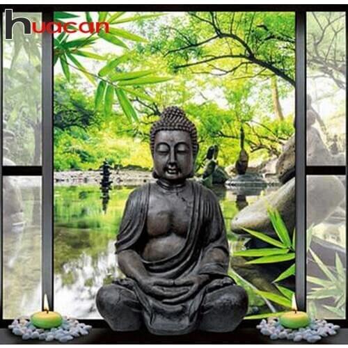 Huacan Full Square /round 5d Diamond Painting Buddha Diamond Embroidery Religion Picture Rhinestones Diamond Mosaic Cross Stitch