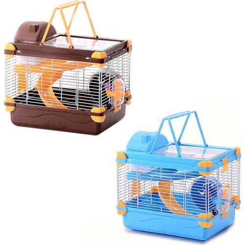 Hamster Cage Transparent Brown Small Pet Cage Creative Hamster Manor Running Cage Small Pet Accessories Portable Hamster Cage