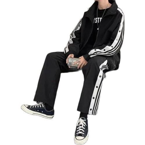 Jacket men spring 2021 fashion casual sports suit suit mens trend loose collocation breasted nine-point pants new tracksuit men