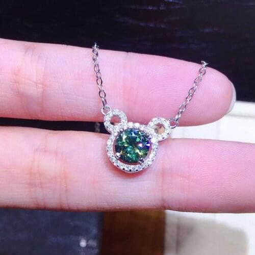 Lovely Bear 2ct Lab Diamond Pendant Real 925 Sterling Silver Wedding Pendants Choker Necklace For Women Bridal Jewelry Gift