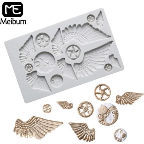 Meibum Wings Gear Silicone Fondant Cake Mold Chocolate Pastry Sugarcraft Gumpaste Baking Mould Dessert Decorating Tools