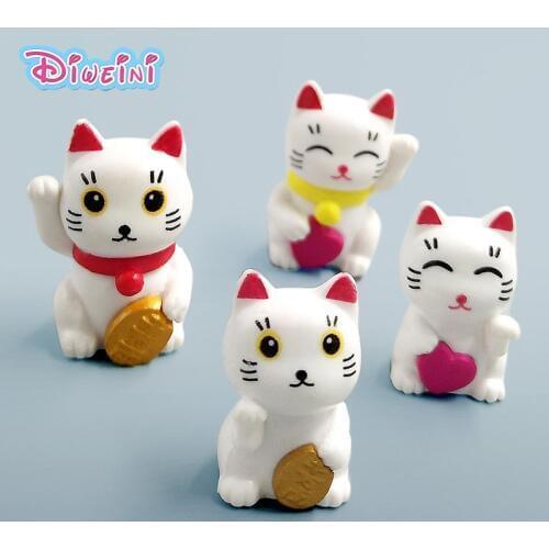 Lovely Cute Cartoon Lucky Mini Cats model cartoon Animal Girl Boy toys Figurine baby gift home decoration PVC craft
