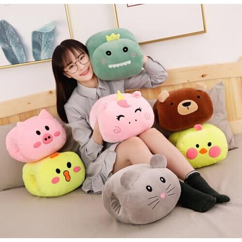 Cartoon Mouse Unicorn Dinosaur Animal Hand Warm Pillow Annual Meeting Promotion Gift Winter Girl Nap Warm Hand Pillow Plush Toy