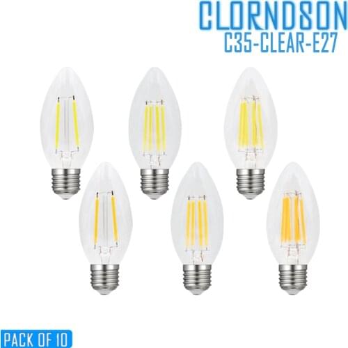 Pack of 10 Dimmable C35 LED 2W 4W 6W 8W Edison E26/E27 Vintage Retro Candle Lamp 110V 220V Filament Bulbs Decor Incandescent