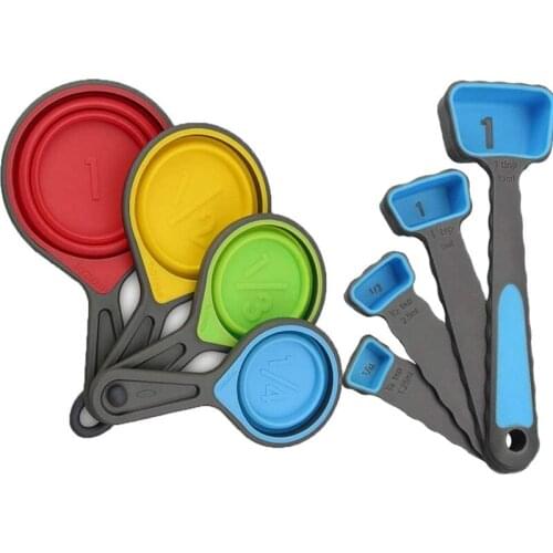 Foldable Silicone Measuring Cups and Measuring Spoons Set, Measuring Spoons for Cooking Baking Dosing Dosing Aid