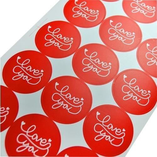 600pcs/pack Red Love You Round Paper Stickers Labels Sealing Sticker Self-adhesive Gift Tag Gifts Deco DIY gift sticker