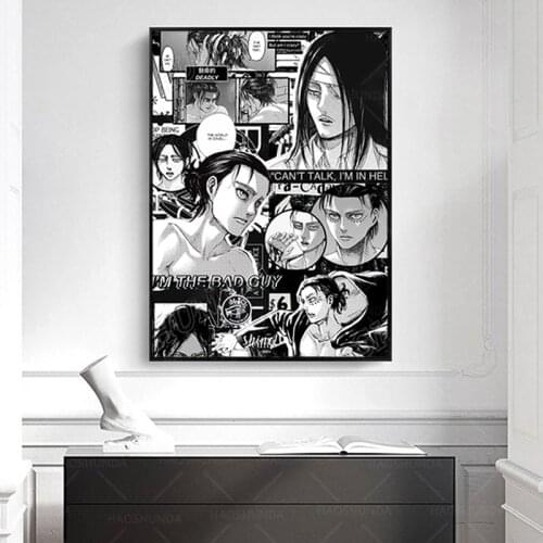 Shingeki No Kyojin Eren Yeager Attack on Titan Canvas Painting Decor Wall Art Pictures Home Living Room Decoration Prints Poster