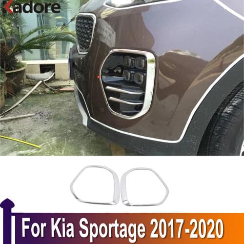 For Kia Sportage 2017 2018 ABS Chrome Front Fog Light Lamp Cover Trim Head Foglight Frame Exterior Accessories Car Styling