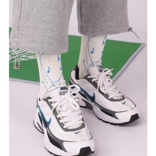 White Crew Street Fashion Creative Casual Idea Socks Pigment Colour Dyestuff Drip Paint Art Student High School Arts Splash Ink