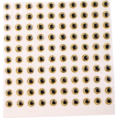Pack of 100pcs 3mm Eyes 3D Holographic Fishing Lure Eyes Fly Tying Replacement Tackles Gold/Silver/Red