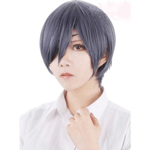 Black Butler Cosplay Ciel Phantomhive Role Playing Wigs Halloween Cosplay Grey Blue Short Women Men Wig