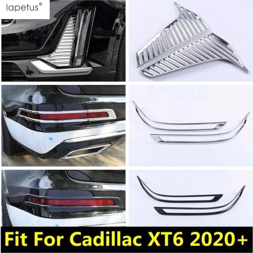 Lapetus Front / Rear Bumper Fog Lights Lamps Cover Trim ABS Chrome / Carbon Fiber Look Accessories For Cadillac XT6 2020 2021