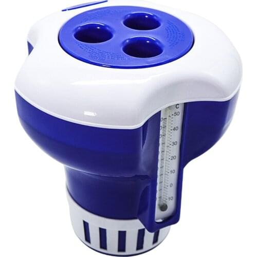 Swimming Pools Chemical Dispenser w/Thermometer, Floating Chlorine Dispenser