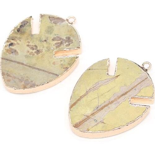 Natural Stone Pendants Leaf Shape Semi Precious Stone Charms for Jewelry Making Necklace Bracelet Gift DIY