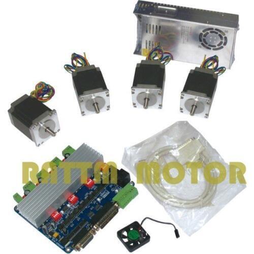 Hot Recommend! 4Axis CNC stepper kit NEMA23 270oz-in stepper motor 3A 76mm length + 4 axis TB6560 drievr controller board
