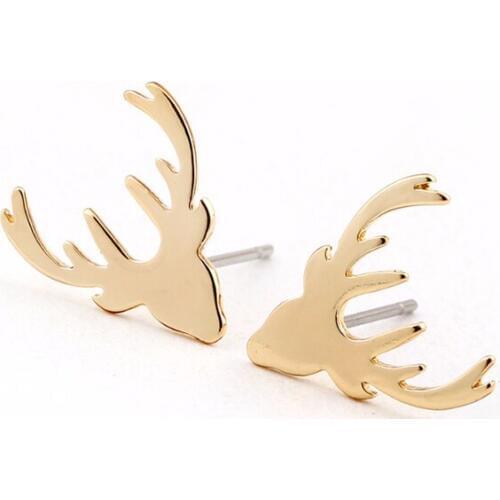 Bulk Buy 10Pairs Cute Deer Head Antlers Stud Earrings Boucle d'oreille Kids Women Fashion Studs Earring Accessories Jewelry