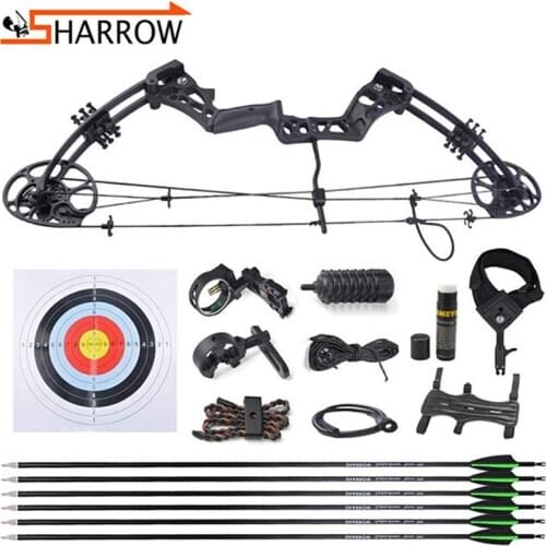 SHARROW 15-45lbs Adjustable Compound Bow Youth Ladies Juniors Archery Training Bow Arrow Set Fit Shooting Hunting Accessories