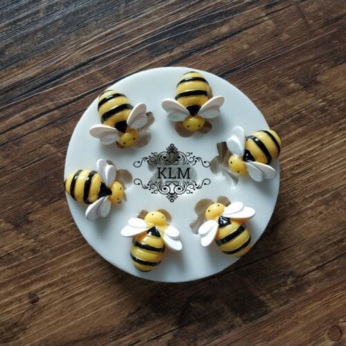New 7PCS Little Bee Silicone Cake Decoration Mould Chocolate cake lace decoration tools Sugarcraft DIY baking mold