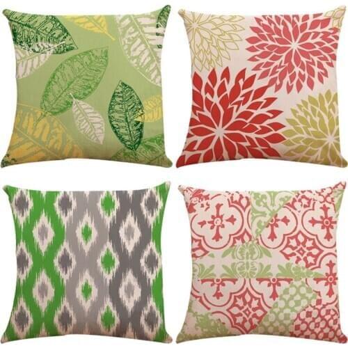 Nordic Abstract Geometric Red Violet Green Cushion Cover Linen Pillow Cover for Livingroom Sofa Decoration Hot Modern Pillowcase