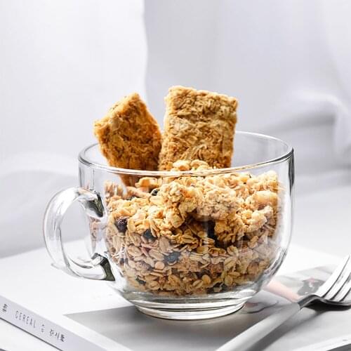 Glass Oat Mugs Brief Style Transparent Breakfast Cup High Temperature Resistance F Fashion Coffee Milk Tea Yogurt Oat Belly Pot