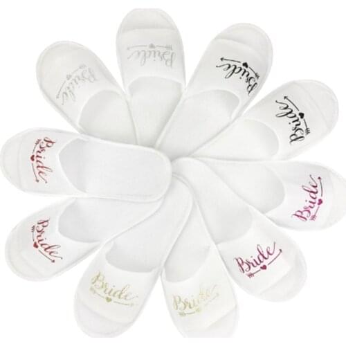 1 Pair Bride Shower Disposable Soft Slippers Wedding Decoration Team Bridesmaid Slippers Hen Party Team Groom Bachelor Party-C