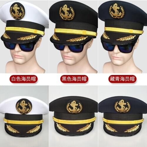 Navy Captain Cap Captain Cap Seaman Big Cap Stage Performance Hat Mens Fedora Hat 2020
