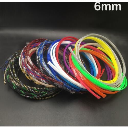 6mm Black Green Clear Pink High Density Mesh Guard RC Car Expandable Nylon Snakeskin Braid PET Protect Sheath Wire Cable Sleeve