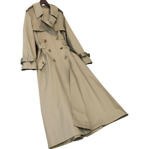 British Style Woman Classic Double Breasted Trench Coat Waterproof Raincoat Business Outerwear
