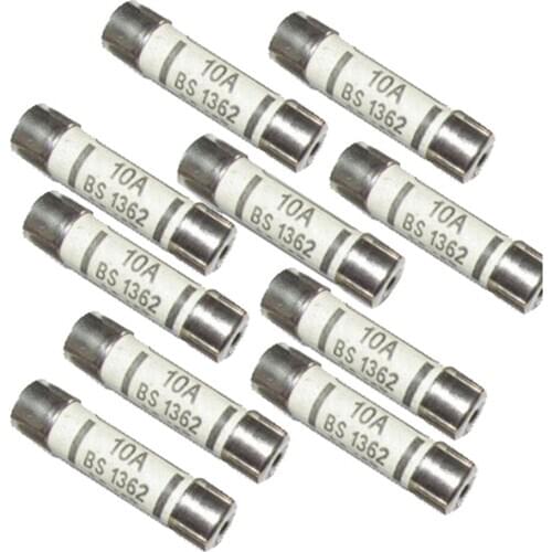 10x Fuse Ceramic Fuse Tube BS1362 10A 6x25mm For Multimeter Instrument
