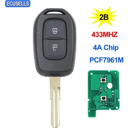 2 Button Remote key 433Mhz with 4A PCF7961M Chip for Renault Sandero, Dacia Logan, Lodgy Dokker Duster with Uncut Blade