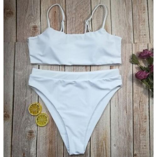 2020 AliExpress Hot Sale Bikini European and American Sexy High Waist Swimwear Solid Color Double Side Split Swimsuit XYY-102