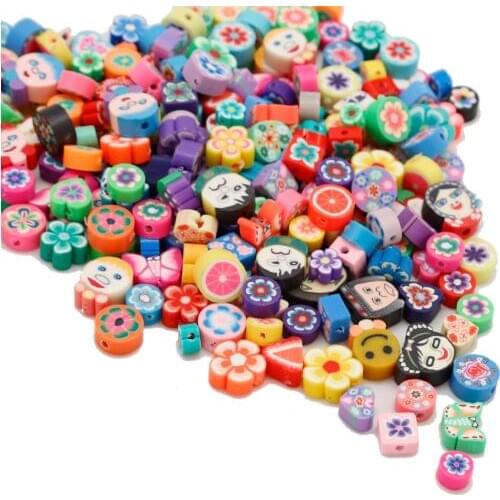 New Fashion 25Pcs Mixed Shape Color Polymer Clay Fruit Spacer Beads Clothes Caps DIY Jewelry Decoration Finding Accessories