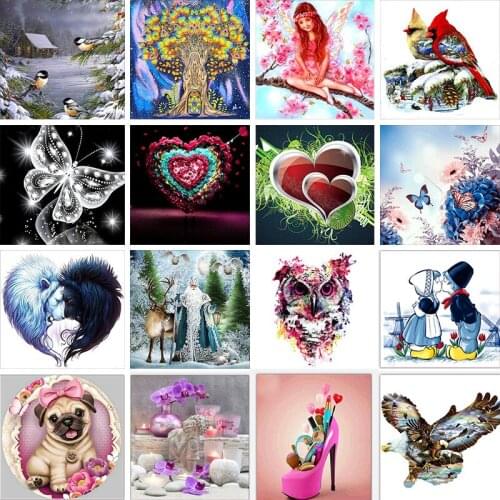 5D DIY Multi-style Diamond Painting Kits Full Round With AB Drill 16 Pattern Wall Sticker Mosaic Embroidery Painting Home Decor