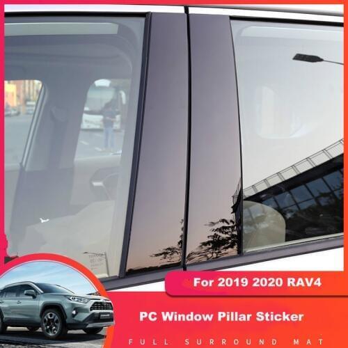 8PCS PC Window Pillar Decoration Trim Sticker Car Styling For 2019 2020 Toyota RAV4 RAV 4