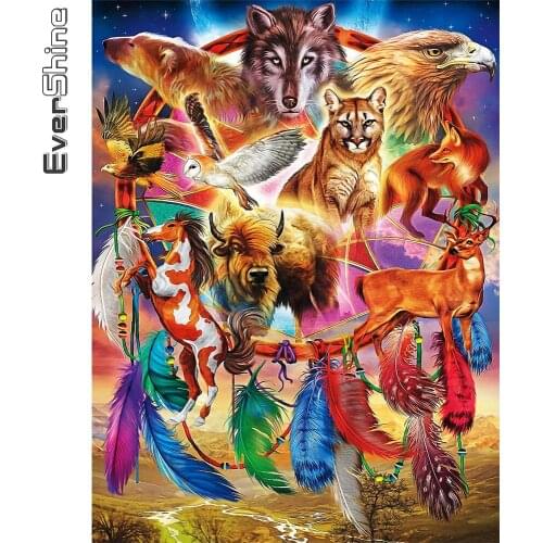 Evershine Diamond Painting Wolf Animal Cross Stitch Sale Diamond Mosaic Dreamcatcher New Arrival Embroidery 5D DIY Wall Decor