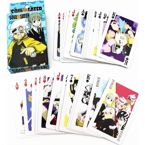 Anime SOUL EATER Poker Death the Kid Maka Black Star Tsubaki Patricia Elizabeth Toy Playing Deck Cards Board Game Gift Card Toys