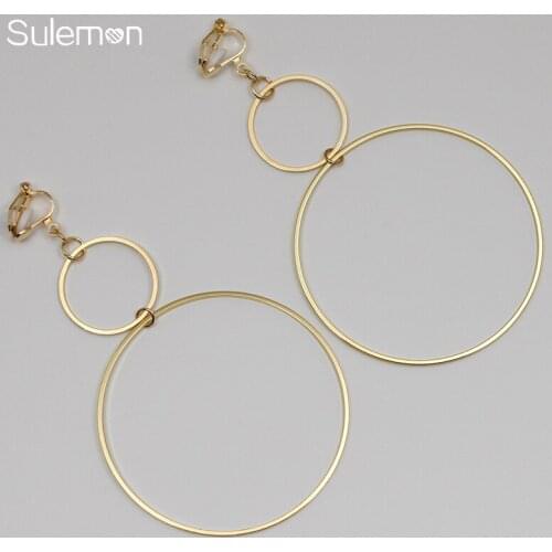 Geometric Big Round Clip Earrings No Pierced Ear Clip Metal Lucky 8 Earrings Without Piercing Women Minimalist Jewelry CE308